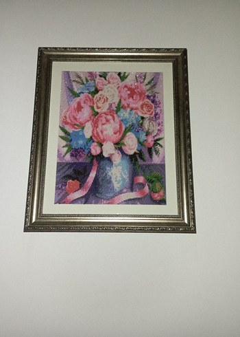 Çiçek Temalı Mozaik Goblen Tablo