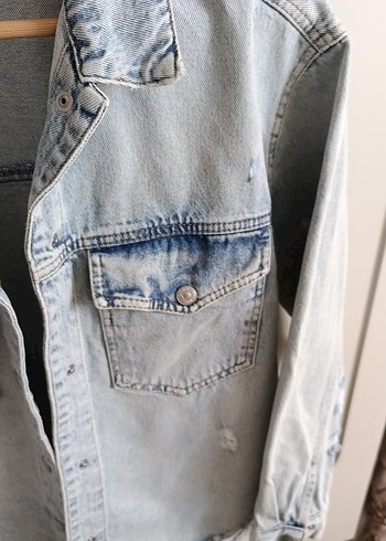 xs Beden Düğmeli Mavi Kadın Denim Ceket