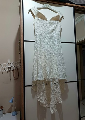 Beyaz Straplez Mini Gelinlik