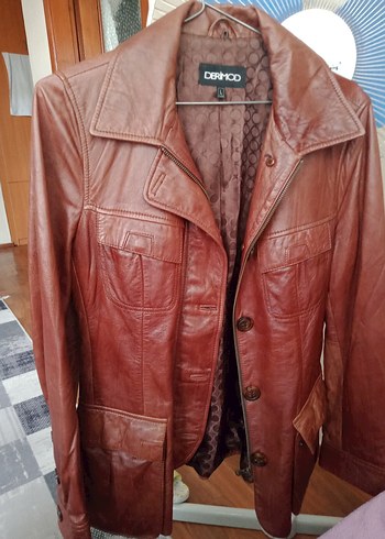 Deri Düğmeli Vintage Kadın Ceket