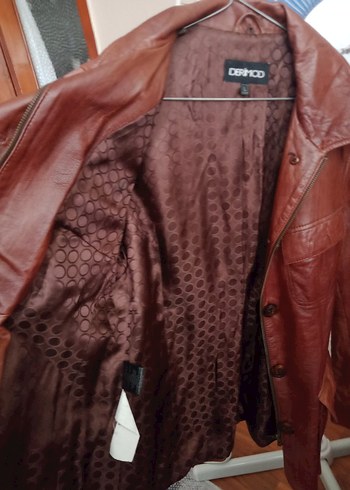 l Beden Deri Düğmeli Vintage Kadın Ceket
