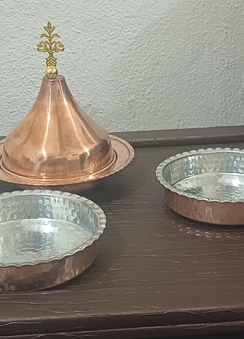 Bakır şekerlik 3 adet bakır cerezlik 