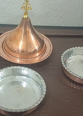  Beden Bakır şekerlik 3 adet bakır cerezlik 