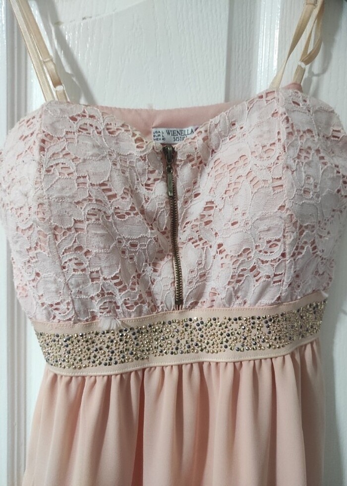 Pudra rengi kısa abiye  - Görsel 2