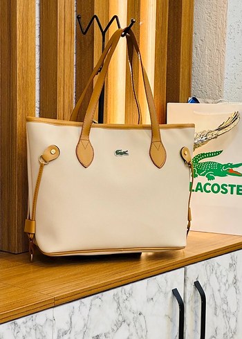 Beden çeşitli Renk Lacoste Beyaz Minimalist Deri Kadın Çanta