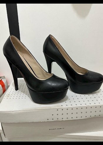 Siyah Platform Topuklu Kadın Stiletto iki defa giyildi temiz - Görsel 5