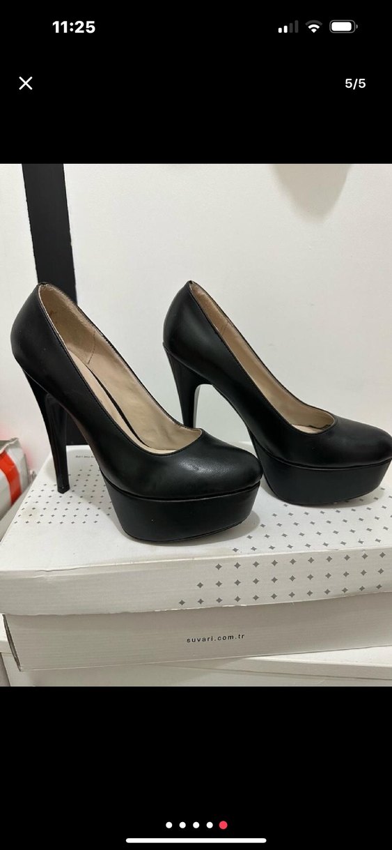 Siyah Platform Topuklu Kadın Stiletto iki defa giyildi temiz - Görsel 5