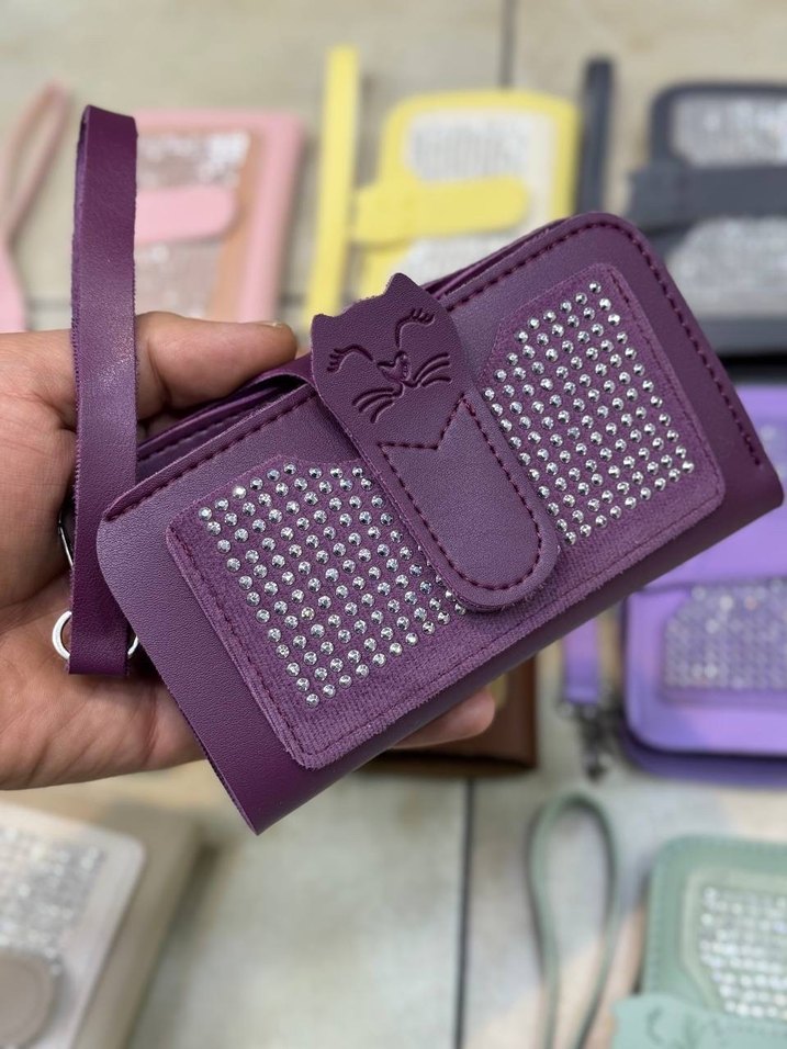 Deri Siyah Tokalı Punk Kadın Cüzdanı - Görsel 2