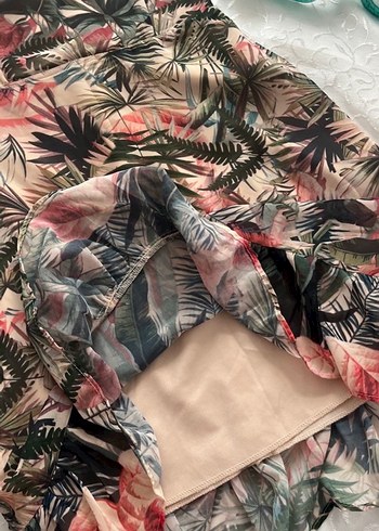 Bohem Çok Renkli Mini Straplez Elbise - Görsel 3