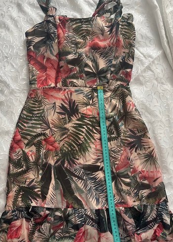 Bohem Çok Renkli Mini Straplez Elbise - Görsel 4