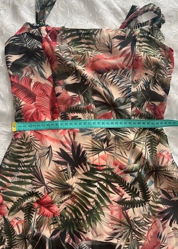 Bohem Çok Renkli Mini Straplez Elbise - Görsel 5