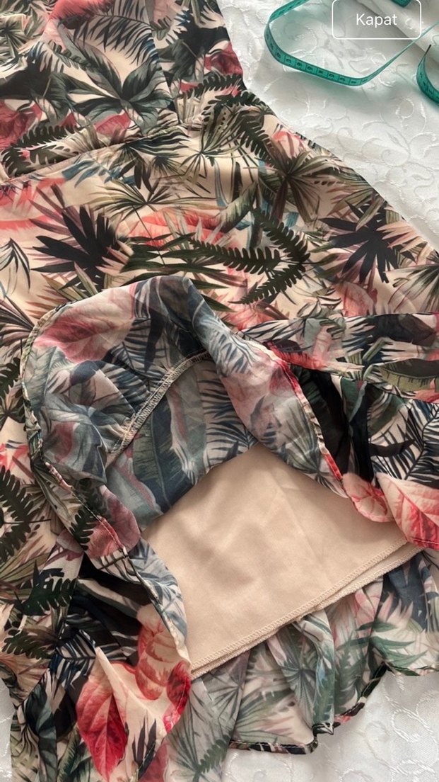 Bohem Çok Renkli Mini Straplez Elbise - Görsel 3