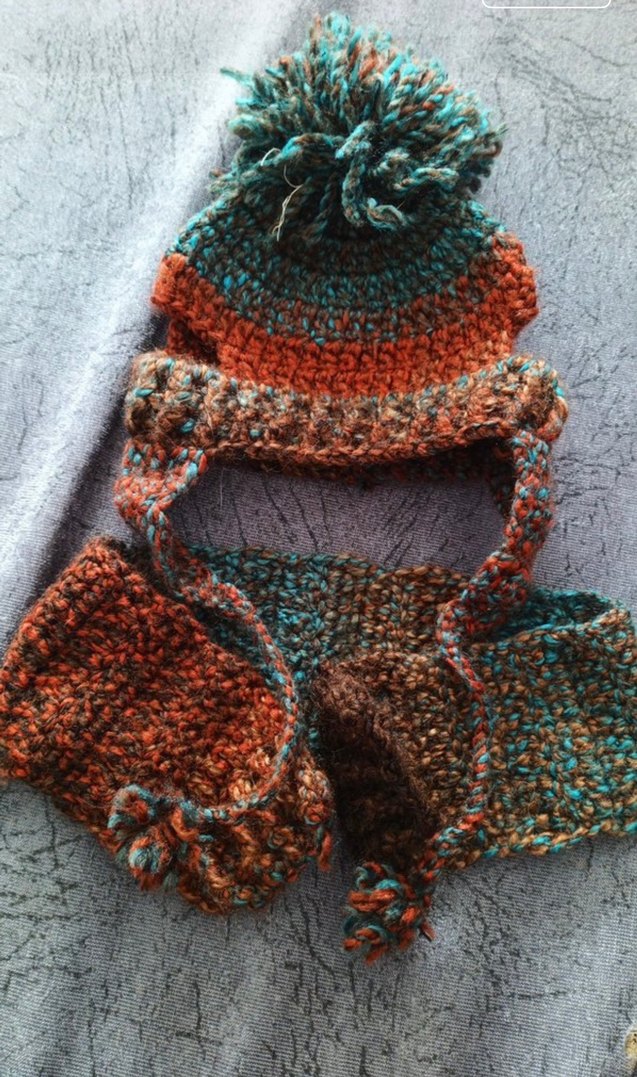 Köpek Çok Renkli Örgü arkı bere takımı - Görsel 2