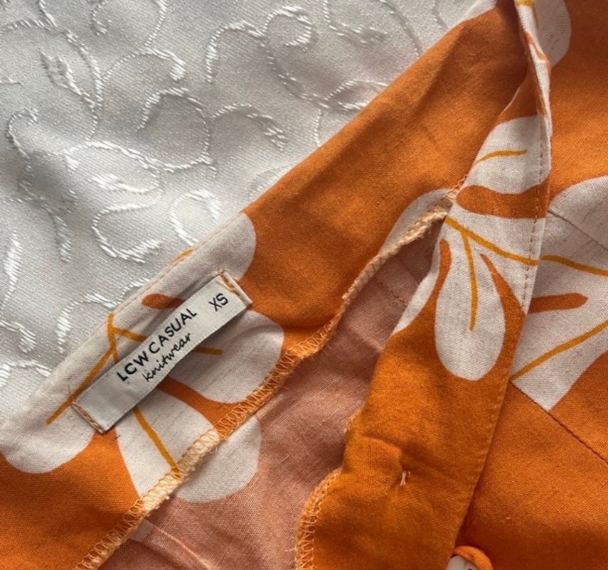 Turuncu Baskılı Düğmeli Uzun Midi Etek - Görsel 5