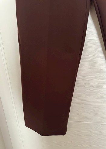 Kadın Kahverengi Beli Kuşaklı Kumaş Pantolon - Görsel 3