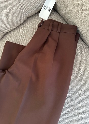 Kadın Kahverengi Beli Kuşaklı Kumaş Pantolon - Görsel 8