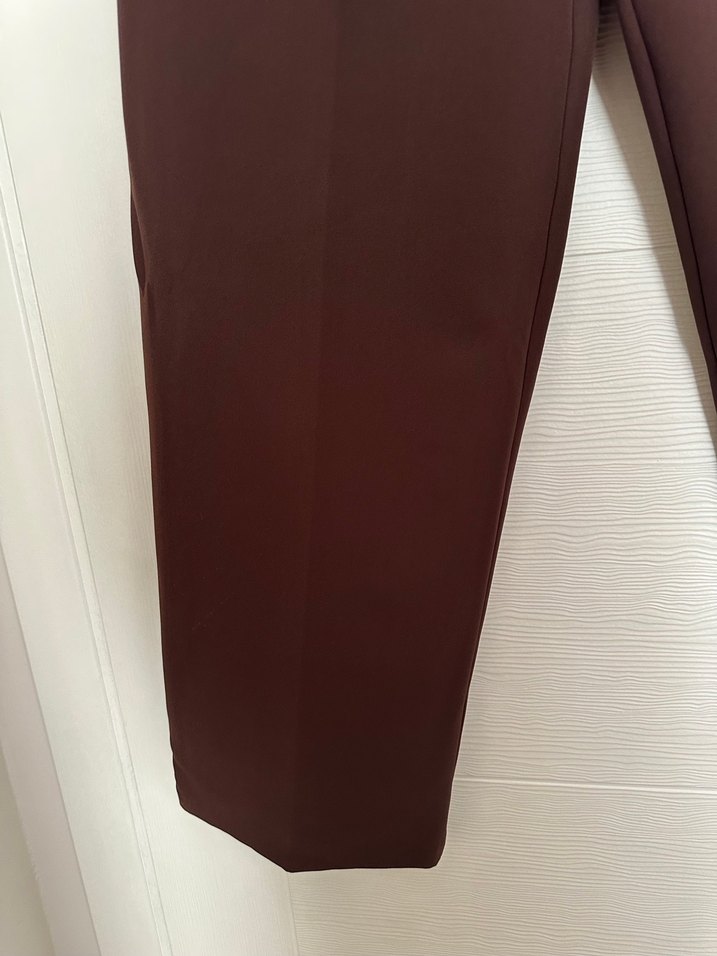 Kadın Kahverengi Beli Kuşaklı Kumaş Pantolon - Görsel 3