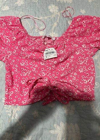 Dantel Detaylı Pembe Mini Bluz - Görsel 2