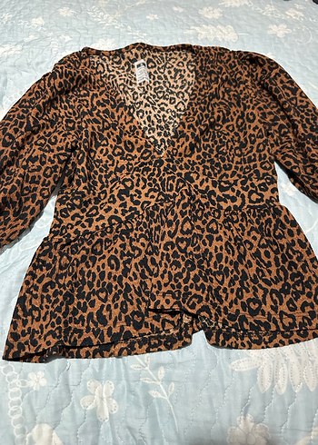 Leopar Desenli V Yaka Kadın Bluz - Görsel 6