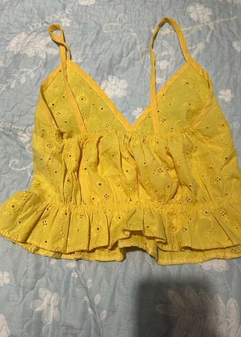 Sarı Nakışlı V Yaka Bluz - Görsel 3