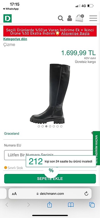 Deichmann yüksek taban çizme