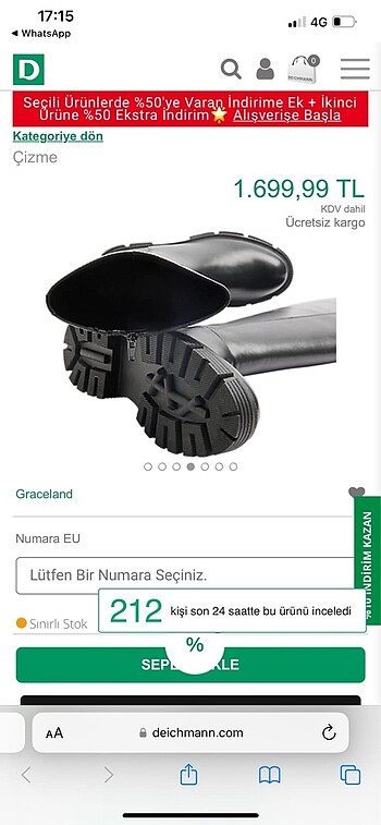 38 Beden yüksek taban çizme