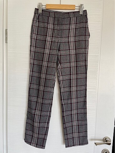 Massimo Dutti ekoseli klasik cepli pantolon