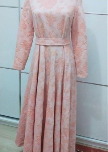 Pembe Uzun Kollu Piliseli Kadın Elbise - Görsel 2