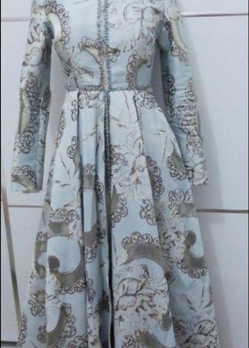 Gri İşlemeli Uzun Kollu Bohem Elbise - Görsel 2