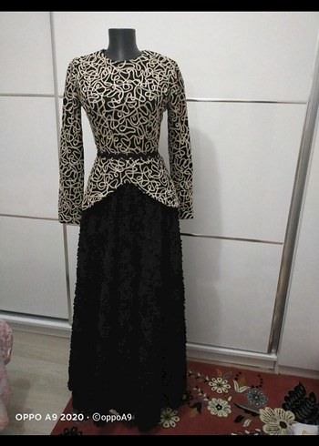 Uzun Kol Dantel Detaylı Siyah Vintage Abiye - Görsel 2