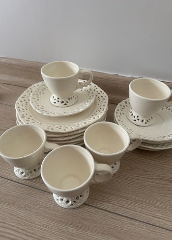 Beyaz Delikli Desenli Porselen Fincan Takımı trio fiyatı - Görsel 8
