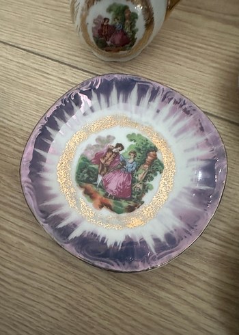 Avrupa Mor Tonlu Porselen Çay Seti - Görsel 4