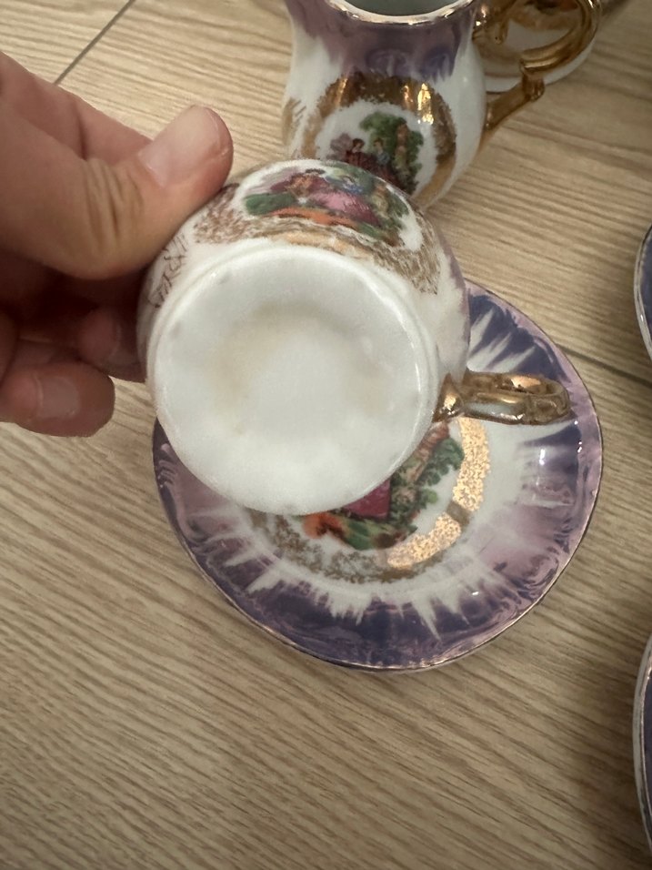 Avrupa Mor Tonlu Porselen Çay Seti - Görsel 3