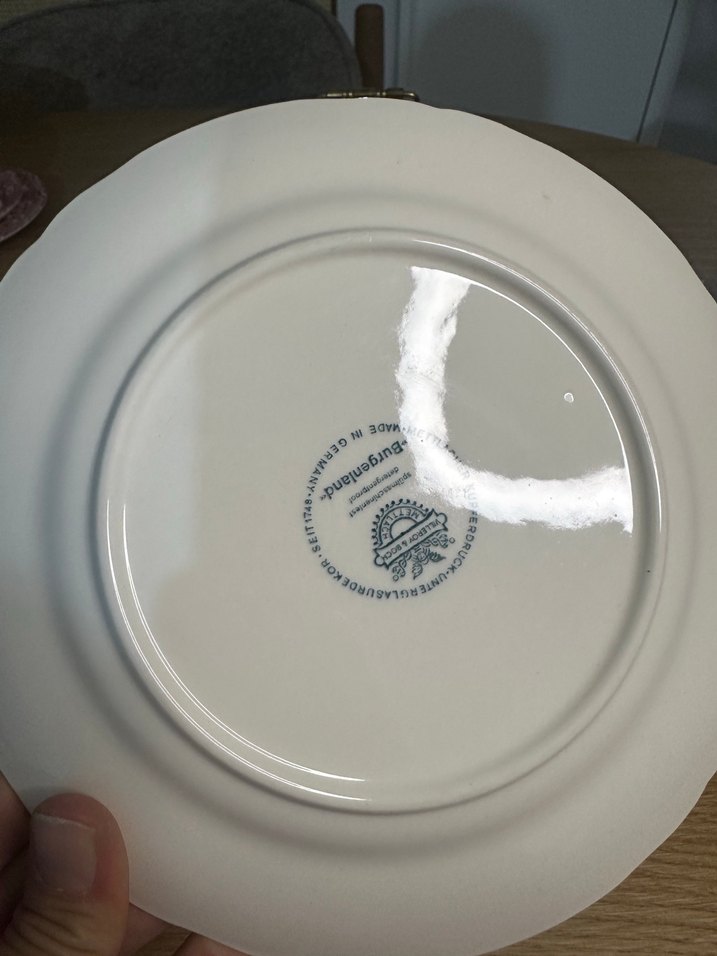 Bordo Desenli Porselen Çay Seti Villeroy boch pasta tabağı - Görsel 2