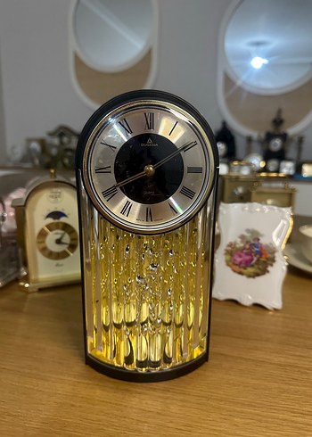 Parlak Altın Masa Saati Alman hareketli saat - Görsel 5