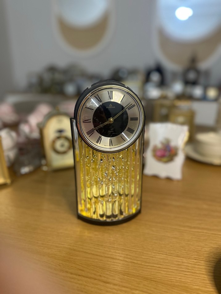 Parlak Altın Masa Saati Alman hareketli saat - Görsel 3