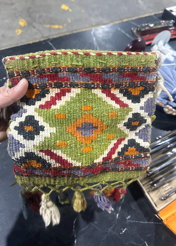 Etnik Desenli Püsküllü Bohem Çanta - Görsel 2