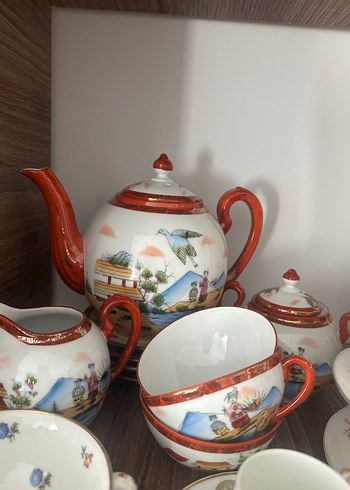 Pastel Beyaz Desenli Porselen Demlikler - Görsel 9