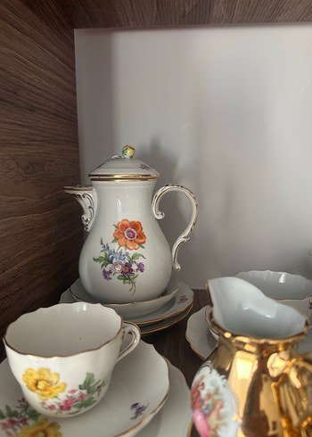 Pastel Beyaz Desenli Porselen Demlikler - Görsel 8