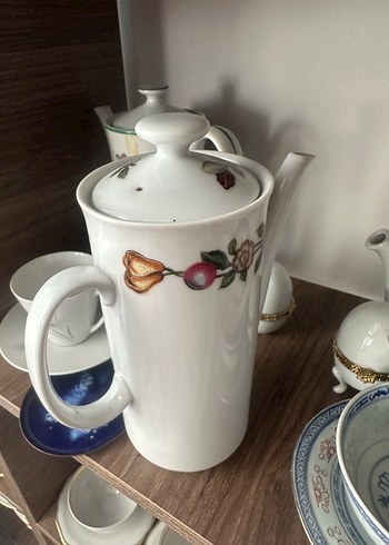 Pastel Beyaz Desenli Porselen Demlikler - Görsel 5