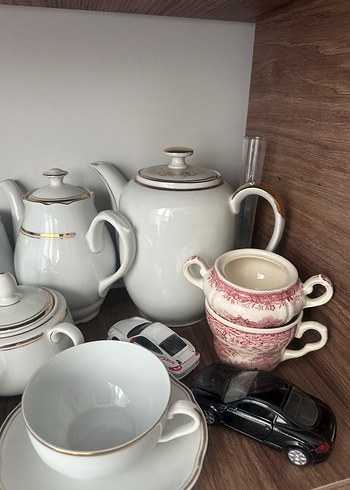 Pastel Beyaz Desenli Porselen Demlikler - Görsel 10