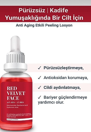 Beden RED VELVET FACE - AHA 0 & BHA ,ilt Tonu