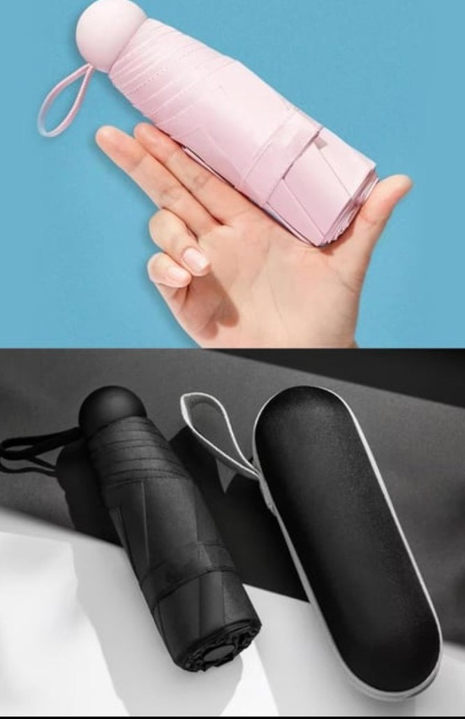 Siyah Minimalist kapsül  Şemsiye - Görsel 2