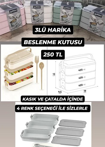 3 Katlı Beslenme Kutusu Seti