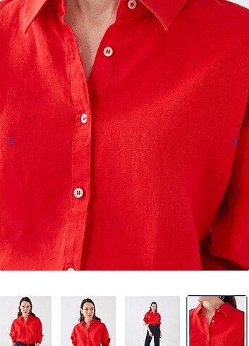 s Beden kırmızı Renk Lcw kadın kırmızı keten gömlek. 