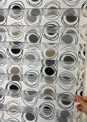 Gri Beyaz siyah Soyut Desenli Modern zebra Perde - Görsel 5