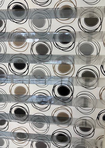 Gri Beyaz siyah Soyut Desenli Modern zebra Perde - Görsel 4