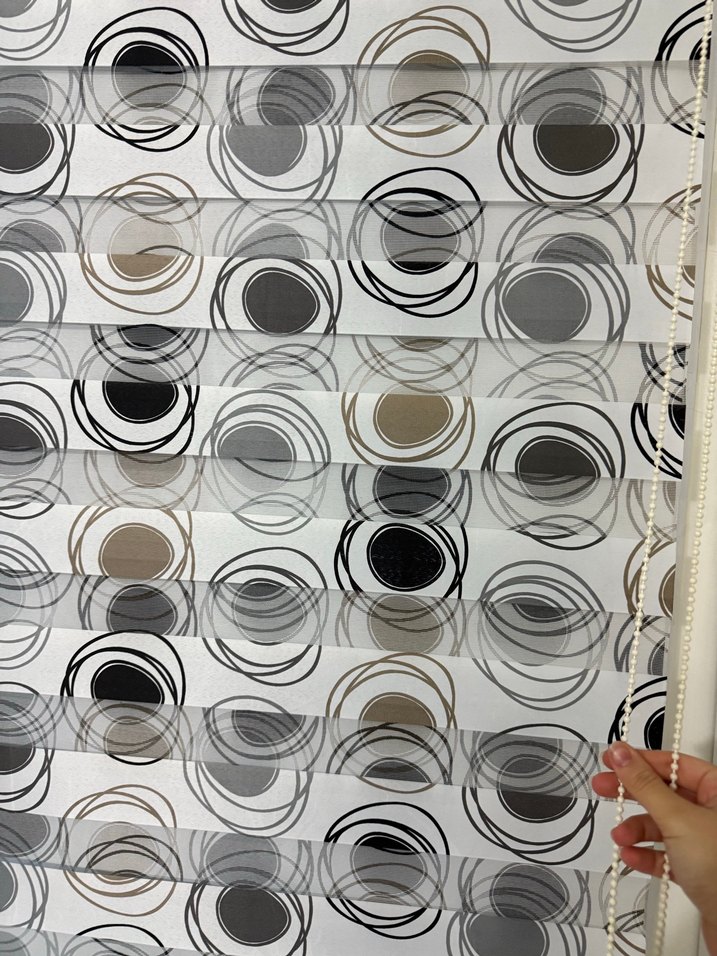 Gri Beyaz siyah Soyut Desenli Modern zebra Perde - Görsel 5