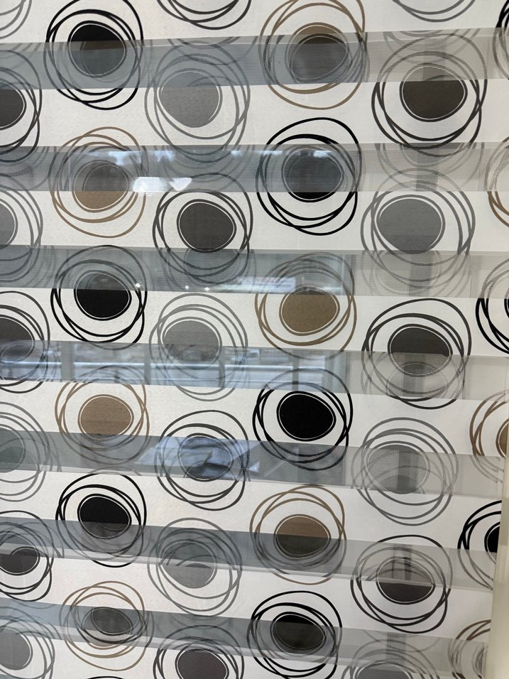 Gri Beyaz siyah Soyut Desenli Modern zebra Perde - Görsel 4