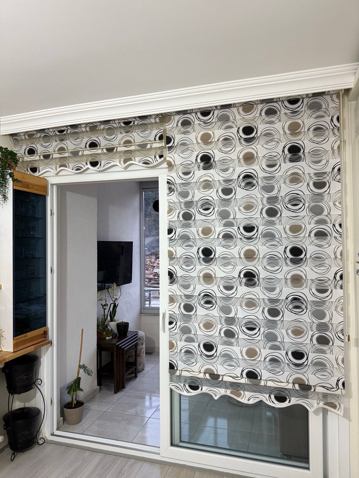 Gri Beyaz siyah Soyut Desenli Modern zebra Perde - Görsel 2